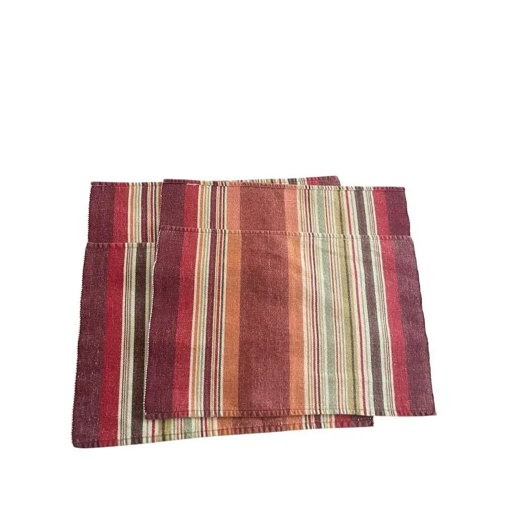 Sonoma Placemats Striped‎ Cotton Red Boho Rustic Western Rectangular Place Mats